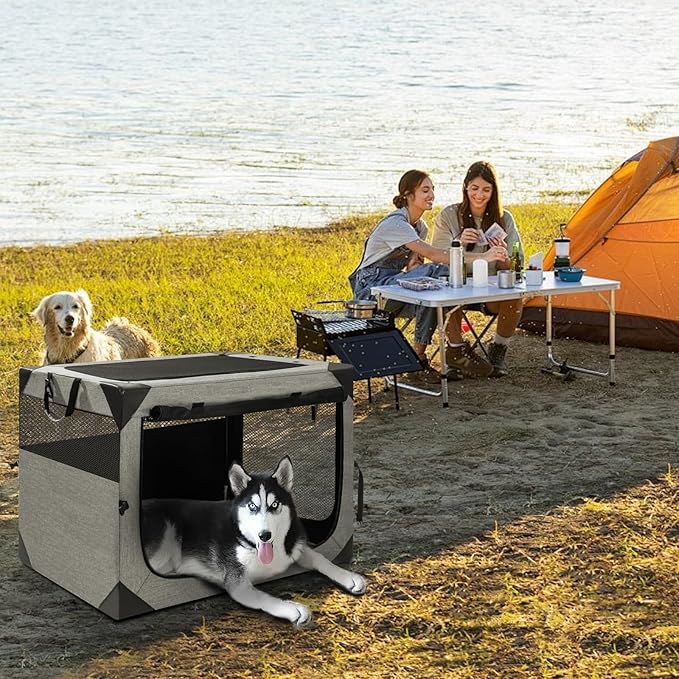 Zikopomi 30 Inch Portable Travel Dog Crate, 3 Door Collapsible Soft Pet Kennel - Image 5