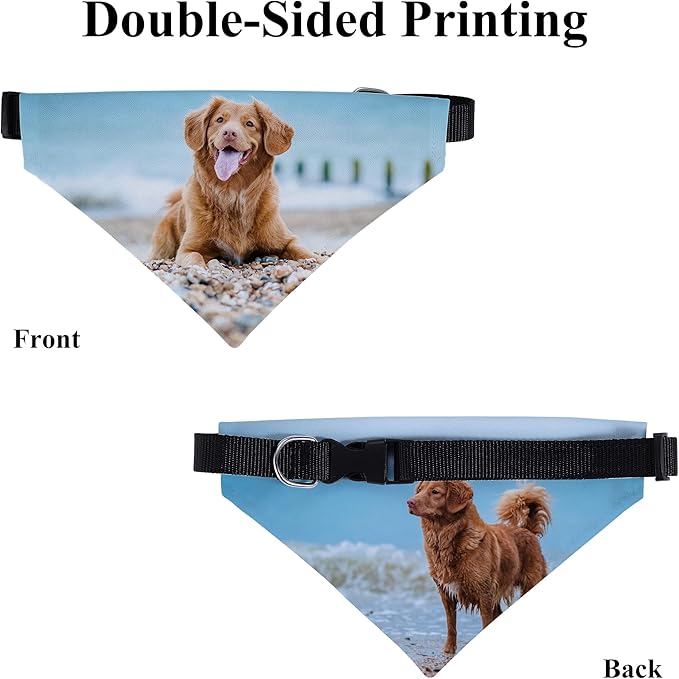 Personalized Dog Bandanas with Buckle Name Photo Logo Custom Neckwear Dog Scarf - Image 3