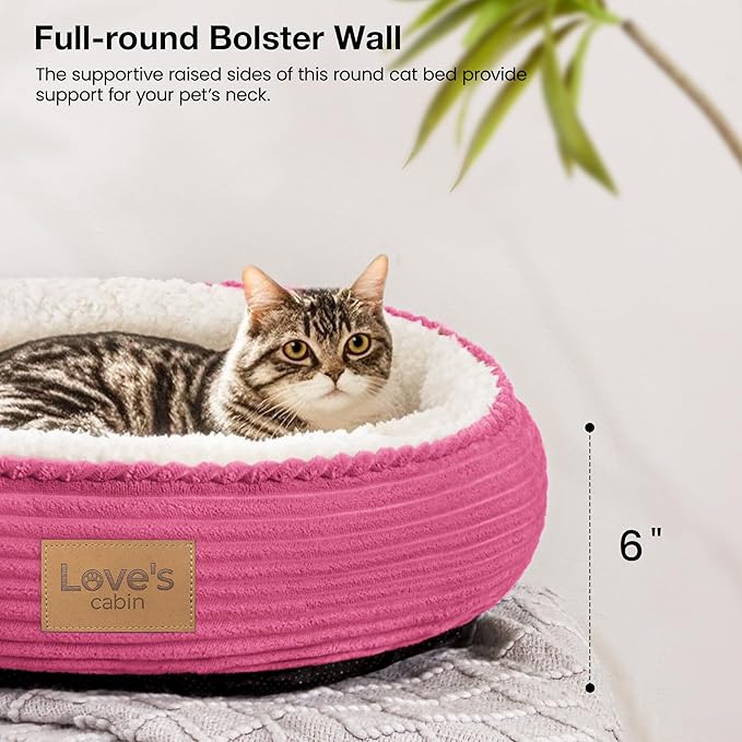 Love's cabin Round Donut Cat and Dog Cushion Bed, 20in Pet Bed - Image 5