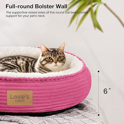 Love's cabin Round Donut Cat and Dog Cushion Bed, 20in Pet Bed - Image 5