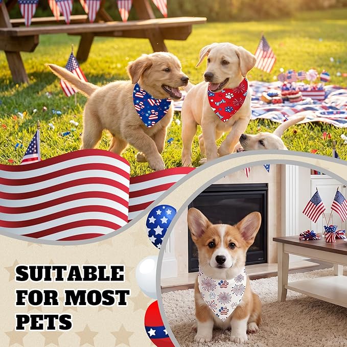 50 Pcs Patriotic Paw Print Dog Bandanas Bulk 4th of July Bandanas - Image 4