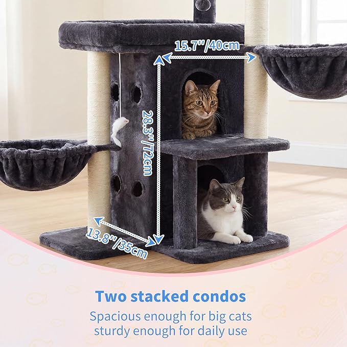 Heybly Cat Tree with Reinforced Big Base, 41.3-Inch Sturdy Cat Tower - Image 3