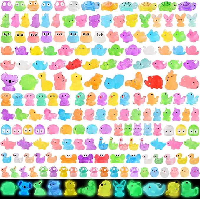 DIYDEC 184PCS Luminous Mini Resin Animals, Miniatures Figures Glow in The Dark - Image 8