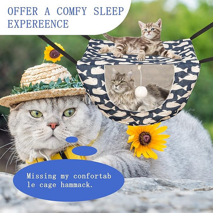 JSPYFITS Cat Cage Hammock with Ball, Double Layer Hanging Adjustable Soft Pet - Image 9