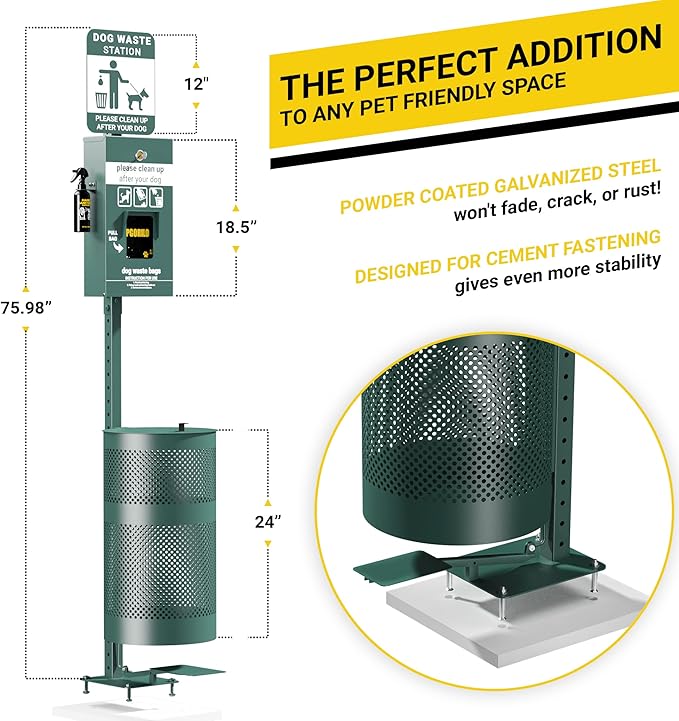 Dog Waste Station with Foot Pedal, 400 Bags, 50 Can Liners, Glow in the Dark - Image 5
