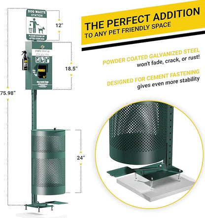 Dog Waste Station with Foot Pedal, 400 Bags, 50 Can Liners, Glow in the Dark - Image 5