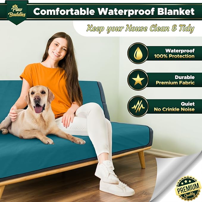 Paw Buddies Premium Waterproof Blanket 80"x90" Velvet-Feel Reversible Throw – - Image 3