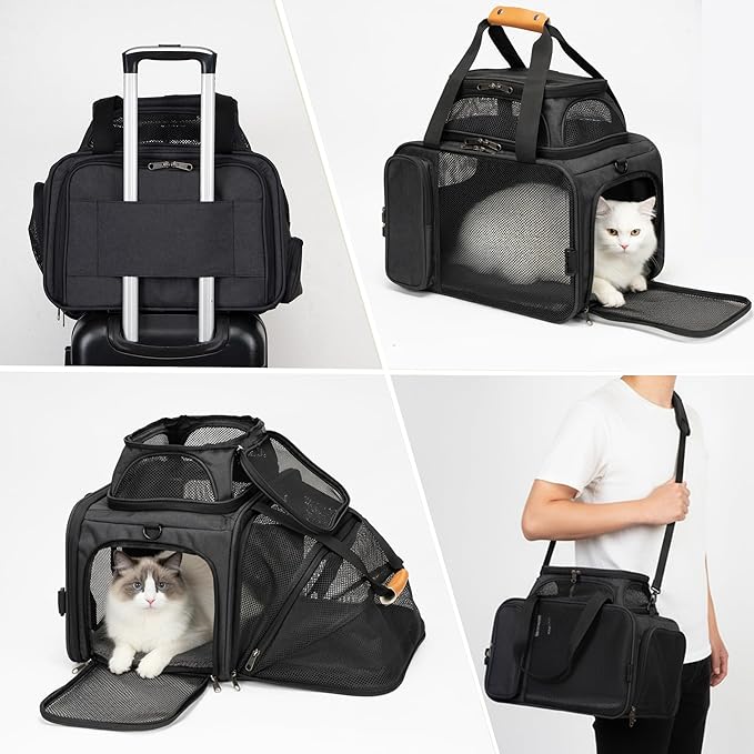 JUNGYOON Cat Carrier, Expandable Airline-Approved Soft-Sided Pet Travel Bag - Image 3