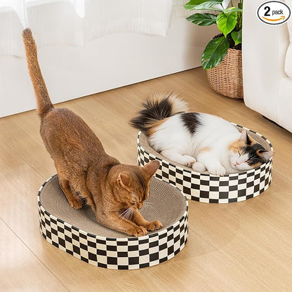 Conlun 2 Pack Oval Cat Scratcher Bowl, Curved Cardboard Scratching Pad Bed by Conlun