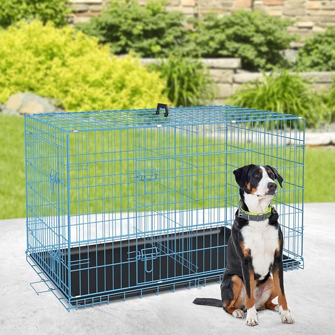 BestPet | Dog Crate | 36" | Blue | Foldable Metal Kennel - Image 2