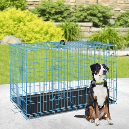BestPet | Dog Crate | 36" | Blue | Foldable Metal Kennel - Image 2