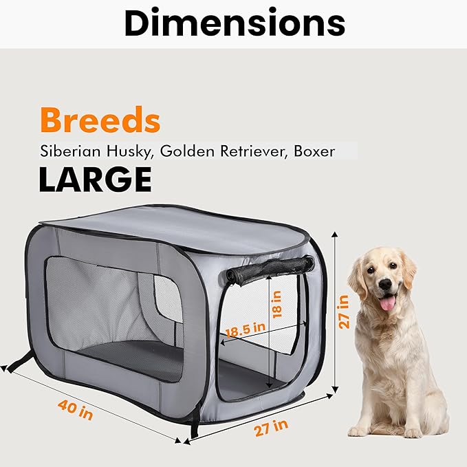 Beatrice Home Fashions Portable, Collapsible, Pop Up Kennel Travel Cat and Dog - Image 2