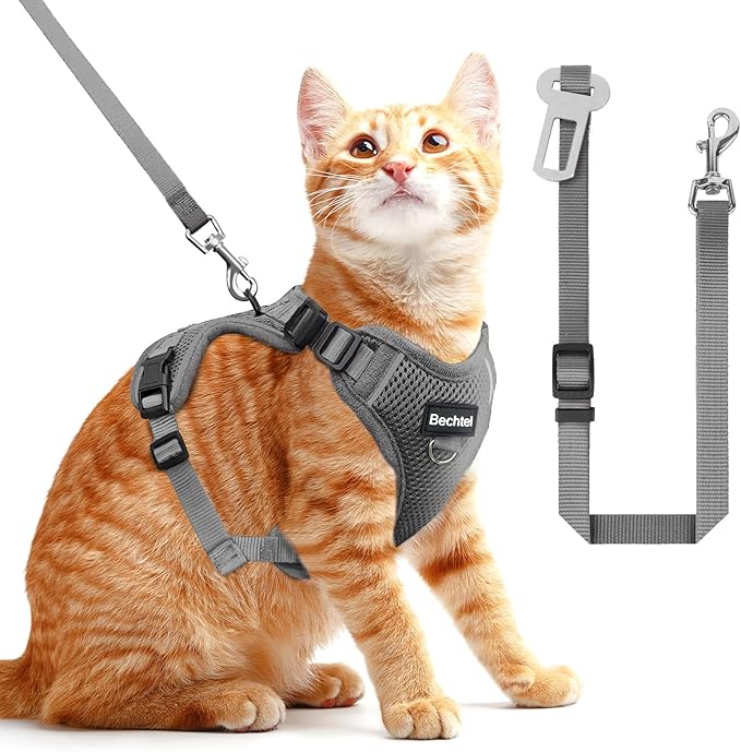 Cat Harness and Leash Set for Walking Escape Proof, Adjustable Soft Kittens Vest by BECHTEL