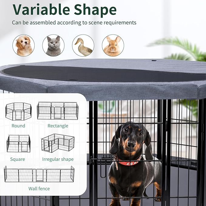 PETIME Dog Playpen, Metal Exercise Puppy Pen Heavy Duty Kennels Yard Fence - Image 6