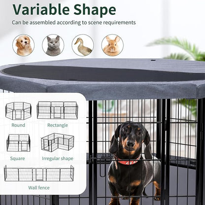 PETIME Dog Playpen, Metal Exercise Puppy Pen Heavy Duty Kennels Yard Fence - Image 6
