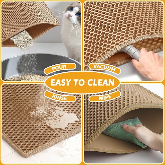 Pieviev Cat Litter Mat Double Layer Waterproof Urine Proof Trapping Mat 1 Pack - Image 6