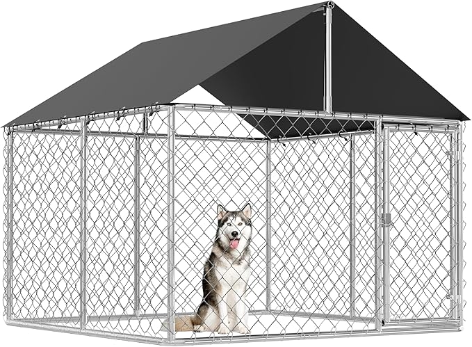 Petony Outdoor Dog Enclosure Heavy Duty Dog Kennel House Mesh Dog Big Cage Pet by Petony