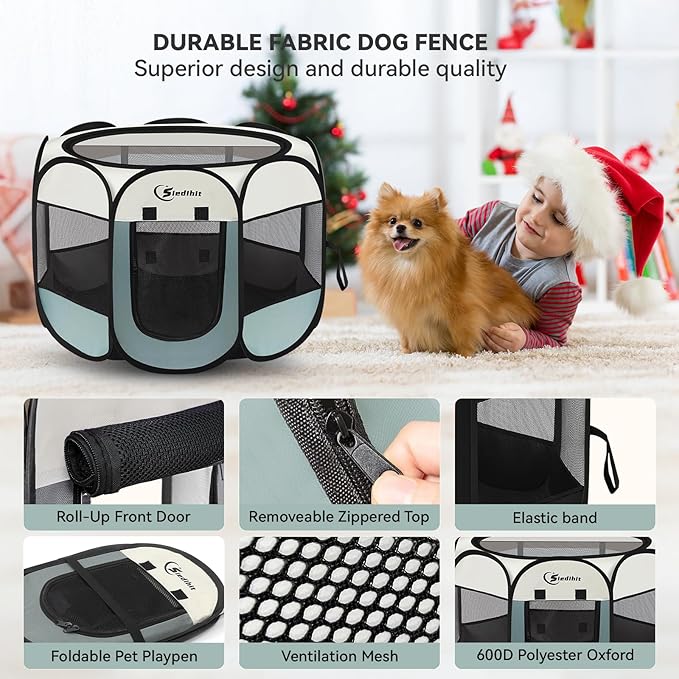 Siedihit Dog Playpen, Puppy Pet Playpen, Medium Dogs Tent Crates Cage - Image 4