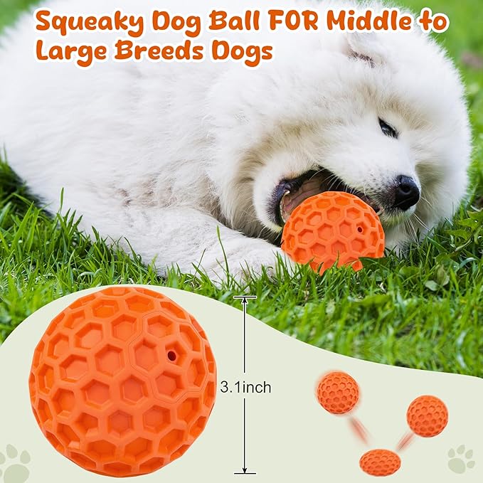 Squeaky Dog Toys for Aggressive Chewers, Indestructible Dog Balls for - Image 2