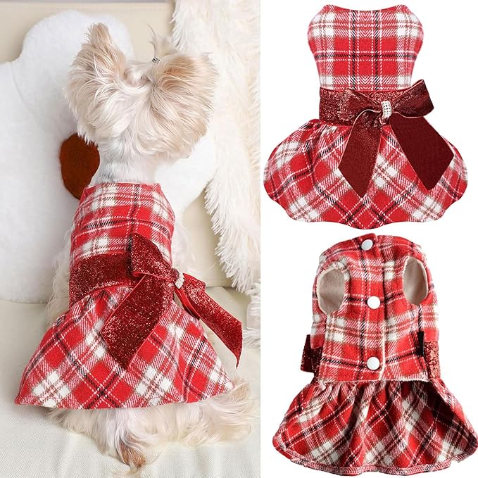 Dog Dress for Small Dogs, Winter Cute Warm Fleece Dog Sweater Dresses for Small - Image 7