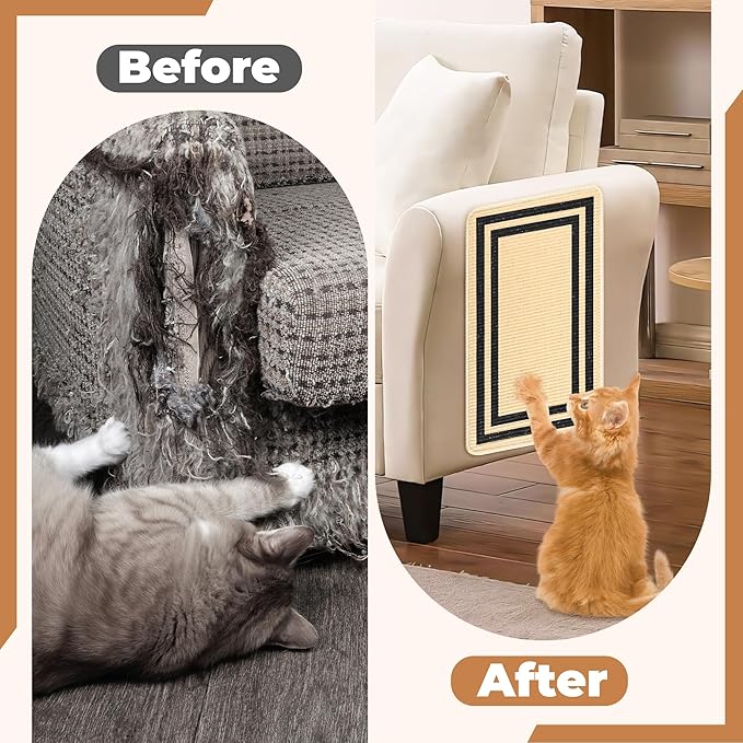 Cat Scratcher Mat, Natural Sisal Cat Scratch Pad, 23.6x15.7 Inch Horizontal Cat - Image 5