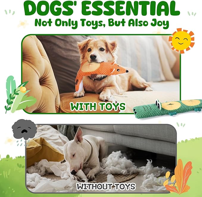 XIUGOAL Dog Toys for Aggressive Chewers, 2 Pack No Stuffing Dog Toys for - Image 7