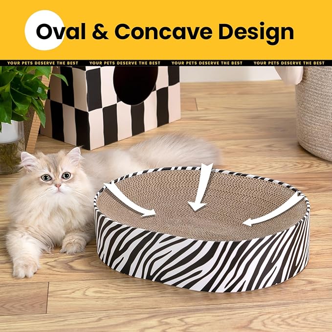 Conlun Oval Cat Scratcher Bed, 2-in-1 Cat Scratching Board, Natural Corrugated - Image 6
