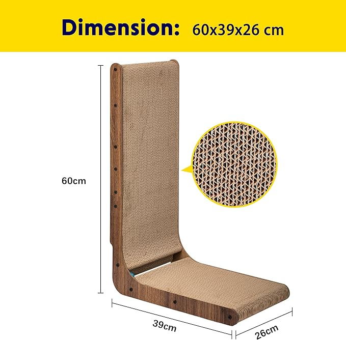 Cat Scratcher with Cat Toys Ball Track, Build-in Ball, L-Shaped Scratcher - Image 7