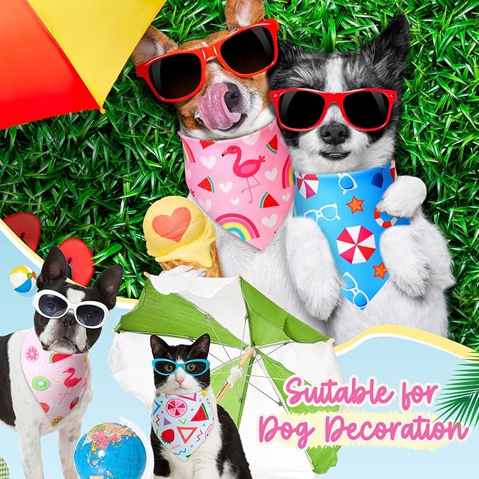 Preboun 50 Pcs Summer Bandanas Dogs Bulk Hawaiian Dog Bandanas Fruit Kerchief - Image 4