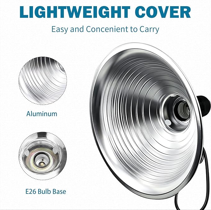 EP Clamp Lamp Light with Detachable 8.5 Inch Aluminum Reflector, 150 Watt E26 - Image 4