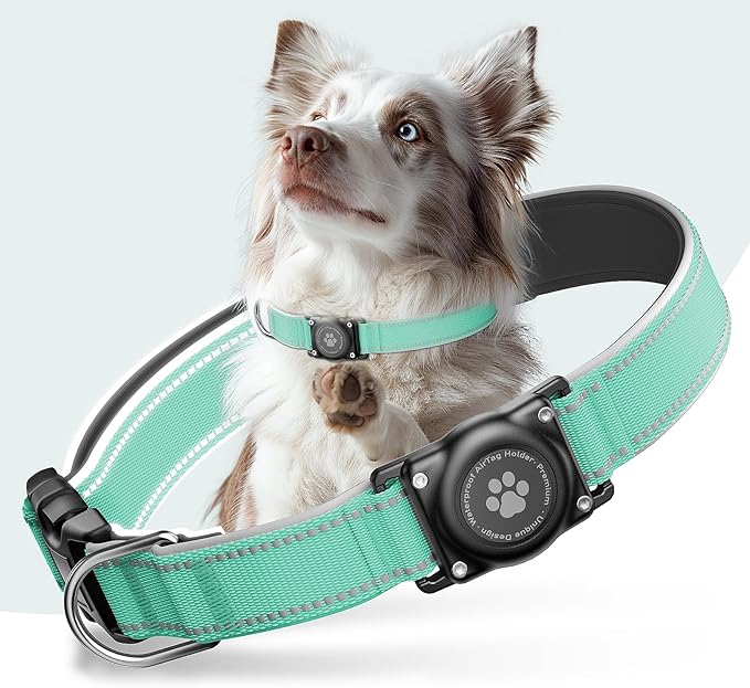 Upgrade AirTag Dog Collar, IP68 Waterproof Air Tag Dog Collar Holder, Reflective by FURRIGO