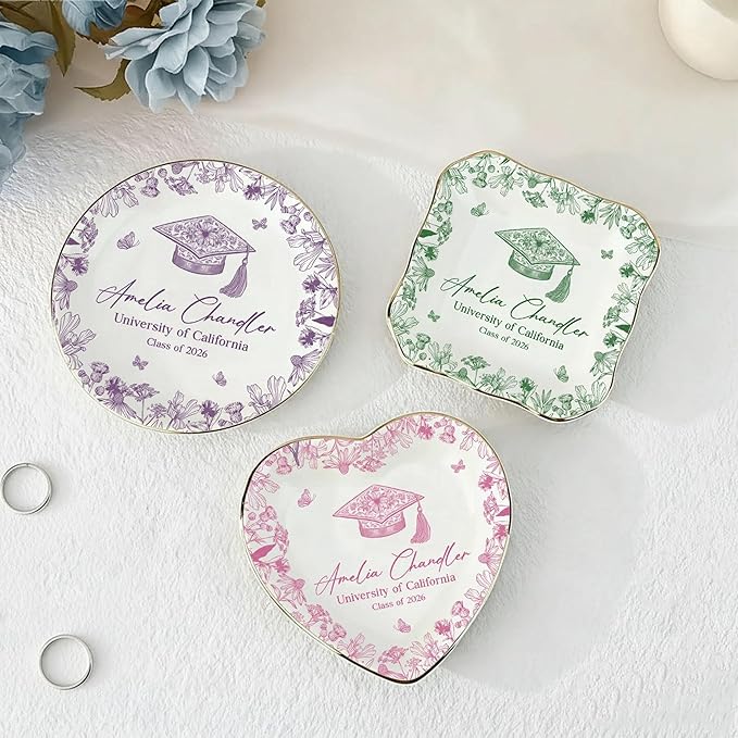 LOVELYPOD Personalized Graduation Trinket Tray, Personalized College Ring Dish - Image 6