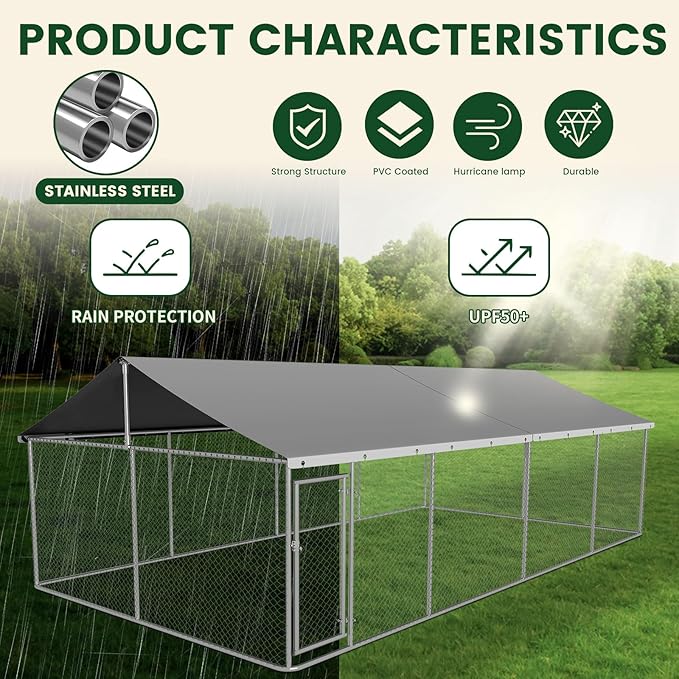Petony Large Outdoor Dog Enclosure Heavy Duty Dog Kennel House Mesh Dog Big - Image 6
