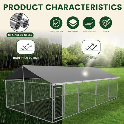 Petony Large Outdoor Dog Enclosure Heavy Duty Dog Kennel House Mesh Dog Big - Image 6