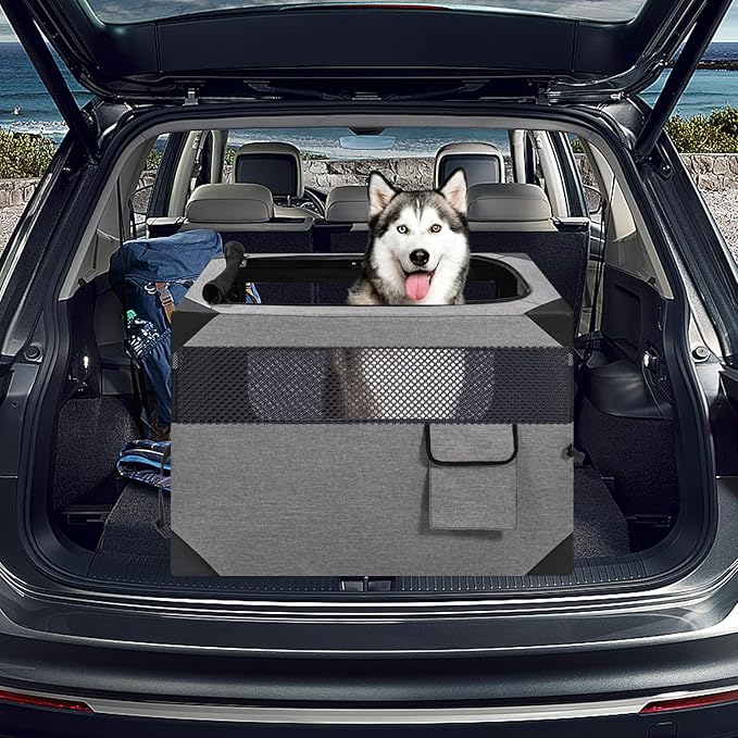 Zikopomi 30 Inch Portable Travel Dog Crate, 3 Door Collapsible Soft Pet Kennel - Image 7