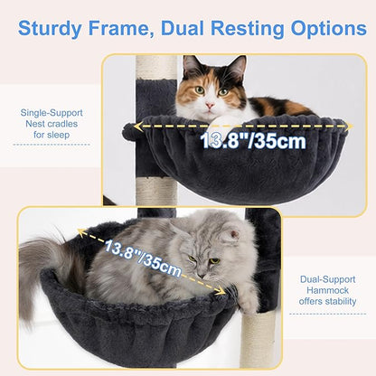 Heybly 68.1" Cat Tree with Oversized Top Platform & Wide Base, Heavy Duty Cat - Image 9