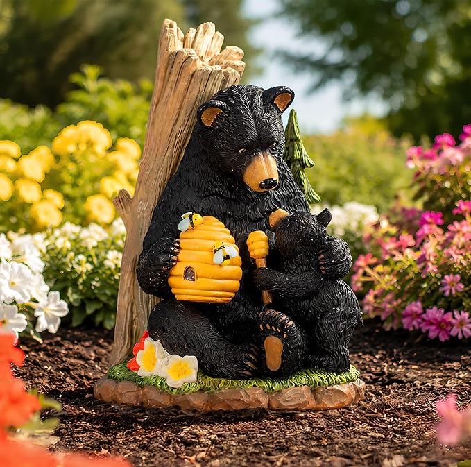 C&Y&G&X Solar Black Bear Garden Statue - Image 5
