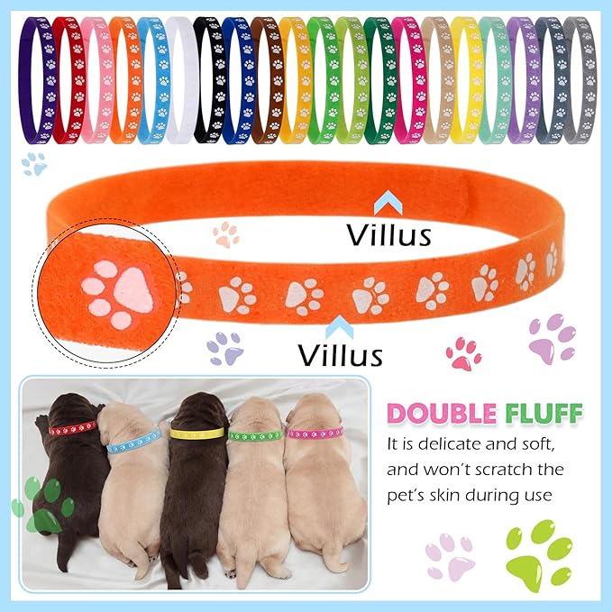 Frienda 60 Pieces Puppy Whelping Collars Newborn Pet Collars Double-Sided - Image 4