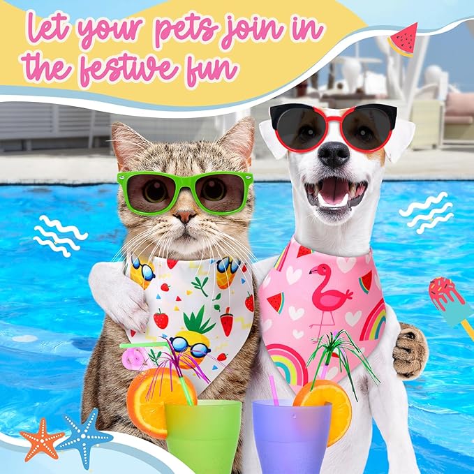 Preboun 50 Pcs Summer Bandanas Dogs Bulk Hawaiian Dog Bandanas Fruit Kerchief - Image 4