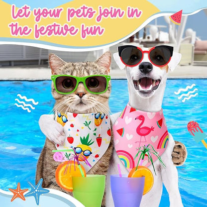 Preboun 50 Pcs Summer Bandanas Dogs Bulk Hawaiian Dog Bandanas Fruit Kerchief - Image 4