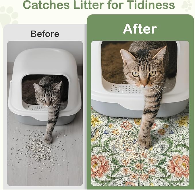 Unicorn Catcher Cat Litter Mat Non-Slip Bottom Litter Box Mat Urine-Proof Soft - Image 2
