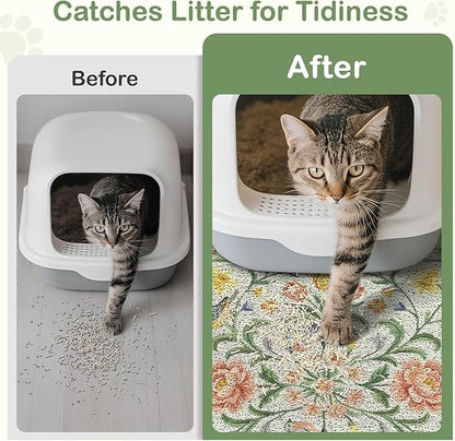 Unicorn Catcher Cat Litter Mat Non-Slip Bottom Litter Box Mat Urine-Proof Soft - Image 2