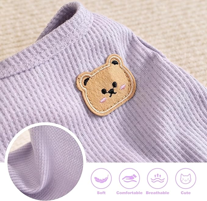 Waffle Knit Cat & Dog T Shirt for Small Dogs, Stretchable Puppy Shirt for - Image 3