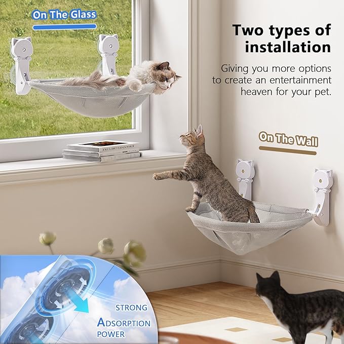 JUNSPOW Cat Window Perch Cordless, Glow in The Dark & Stable Cat Beds- - Image 3