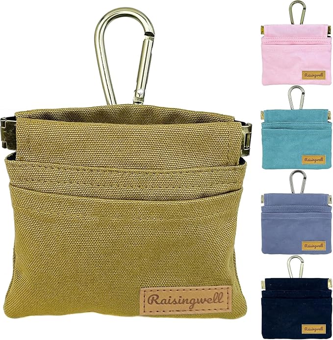 Raisingwell Dog Treat Pouch, Cotton Fabric, Hand Free Dog Walking Bag by Raisingwell