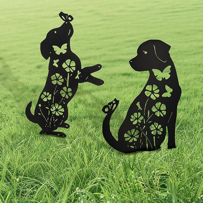 Metal Dog Garden Stakes Lawn Decor, Weather Resistant Steel Puppy Garden Art - Image 2