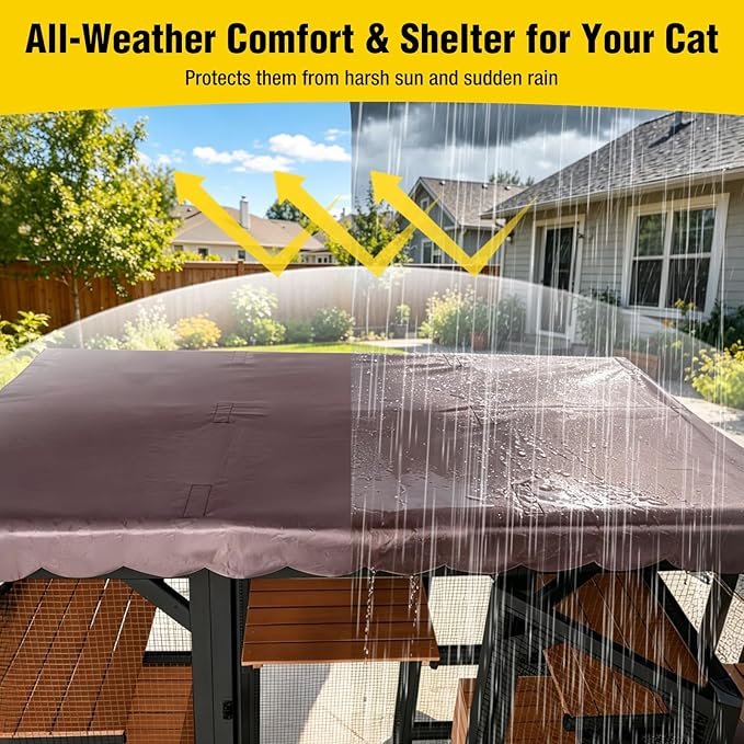 Aivituvin Large Catio Outdoor Cat Enclosure, Weatherproof 3-Tier Kitty Condo - Image 4
