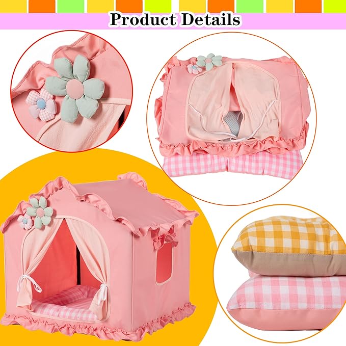 Pink Indoor Dog House with Frame and Princess Style Cat Houses - Image 6
