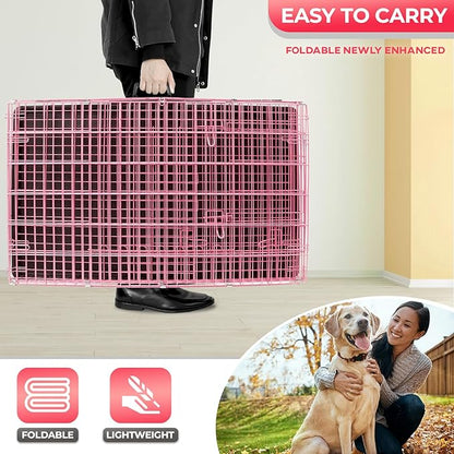 FDW Dog Crate for Large Dogs 42 Inch Folding Metal WirePet Cage Double Door - Image 4