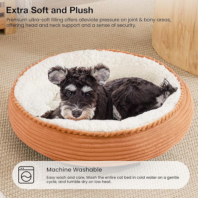 Love's cabin Round Donut Cat and Dog Cushion Bed, 24in Pet Bed - Image 7
